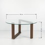 Hanah Home Mesa de Centro Redonda de Madera Maciza y Cristal Templado Nogal